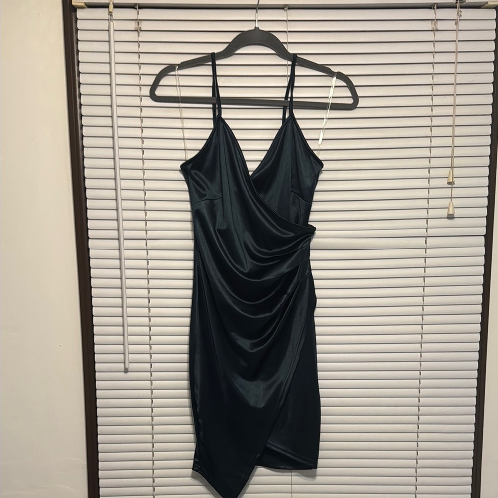 Windsor Black Mini Bodycon Dress with Ruched Design and Spaghetti Straps